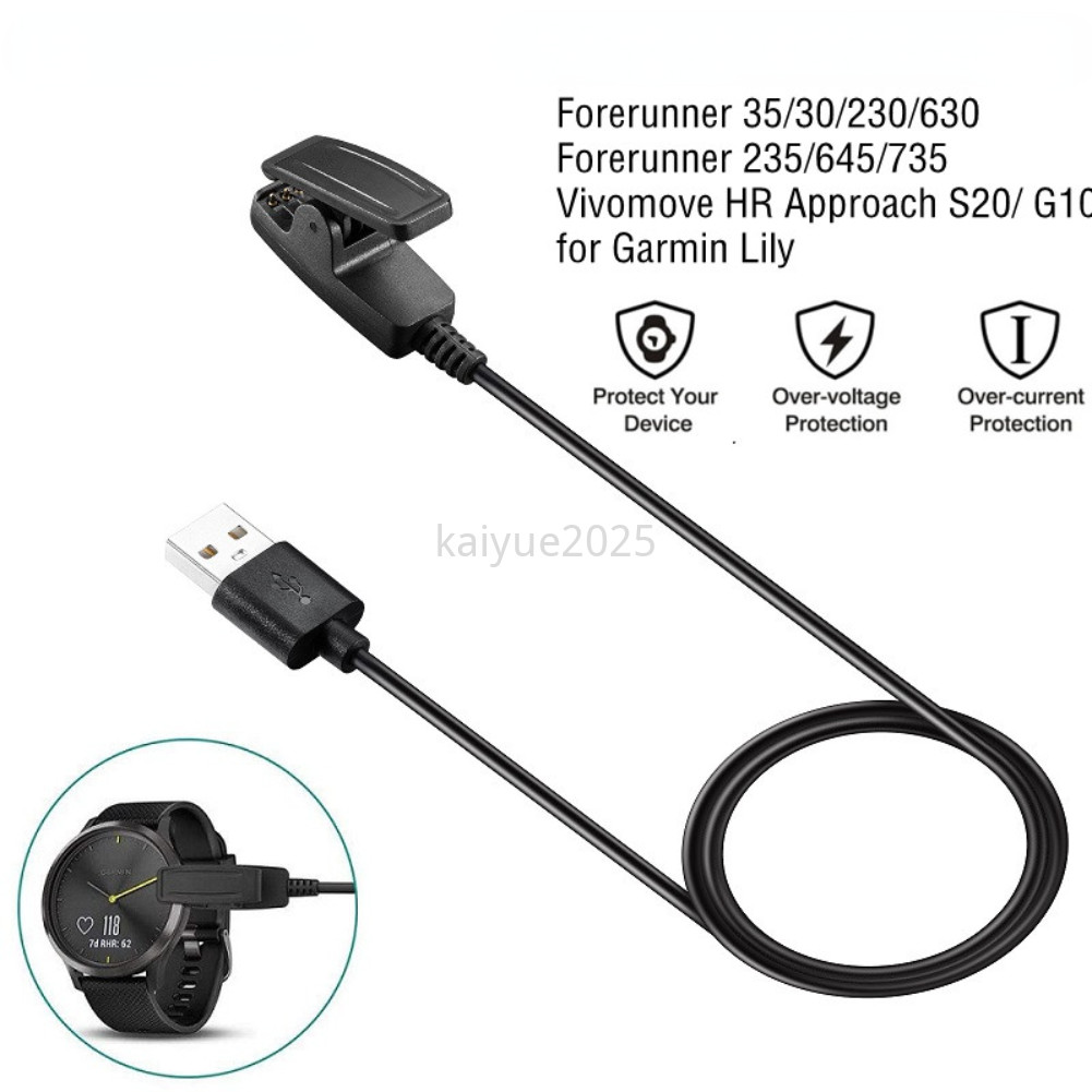 สายชาร์จสําหรับผู้เบิกทาง Garmin 35 735XT 235 645 Music Vivomove HR Approach S20 Lily สมาร์ทนาฬิกา USB ชาร์จ Dock คลิป