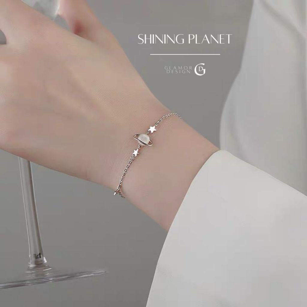 GLAMOR✨สร้อยข้อมือ Shining planet กําไลนําโชค กําไลสวยๆ กำไลเพชร สร้อยข้อมือเพชร กําไลเงิน ข้อมือ S033