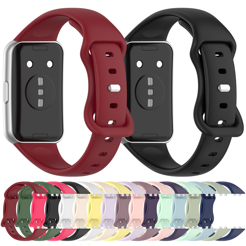 สายซิลิโคนแบบบางสําหรับสมาร์ทวอทช์ Huawei Band 11 /11 Pro สําหรับ Huawei Band 10/9/8 NFC Soft Sport เข็มขัดยางรัดปรับได้