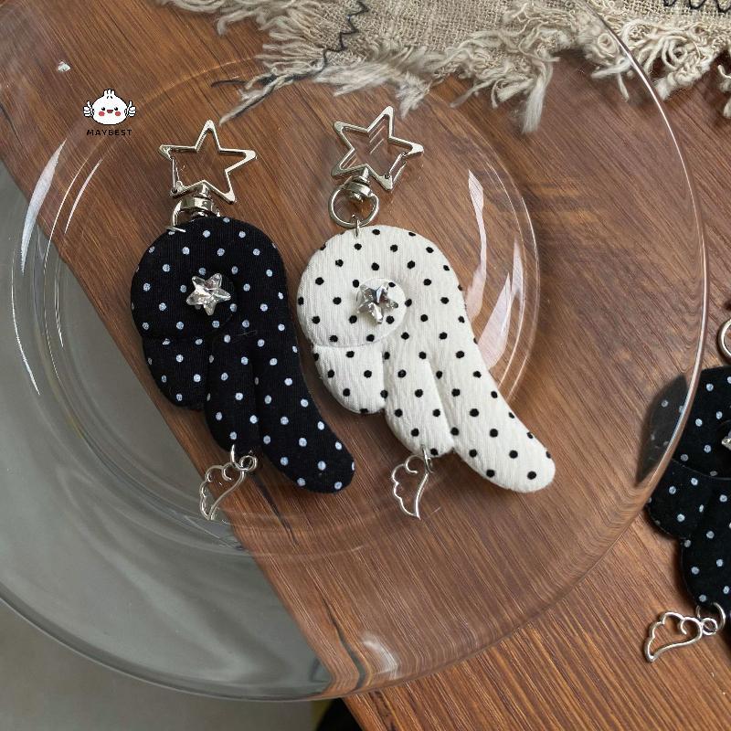 {maybest} Pentagram Angel Wings พวงกุญแจ Y2K Vintage Polka Dot จี้กระเป๋าน่ารักเครื่องประดับสาว Bapa School ของขวัญอุปกรณ์เสริม {TH} ราคา ถูกที่สุด ดีลบีเคเค แกลเลอรีภาพที่ 2