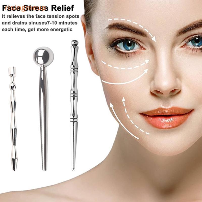 [risingmeup] Face Care Tool Point Probe Pen Massage For Face Facial Reflexology Massage Tool ปากกาฝั