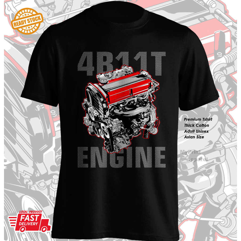 Mitsubishi 2026 แฟชั่น 4b11t เครื่องยนต์ Evo Lancer Evolution Jdm World Engine Ralliart Tshirt