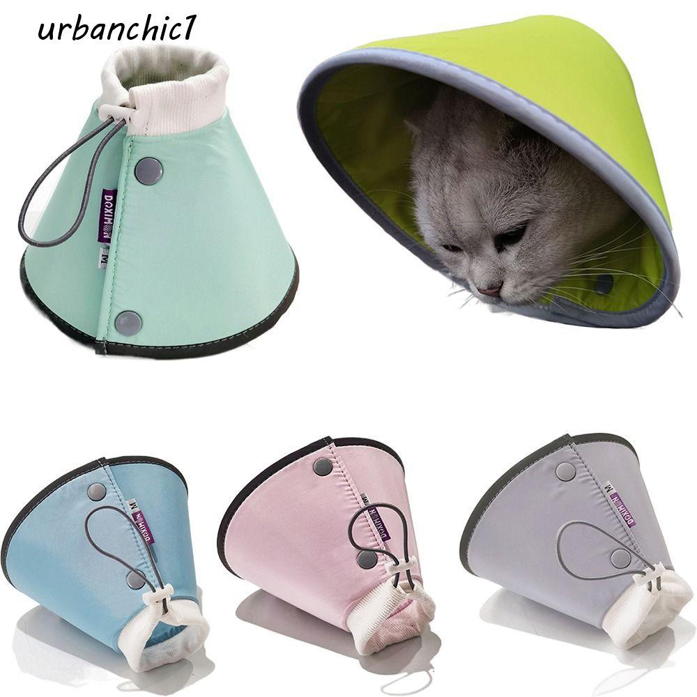 URBANCHIC Cat Cone Collar, ปรับ Anti-bite Elizabethan Collars, น่ารัก Anti Scratch น้ําหนักเบา Breathable Cat Wound Recovery Sleeve สุนัข
