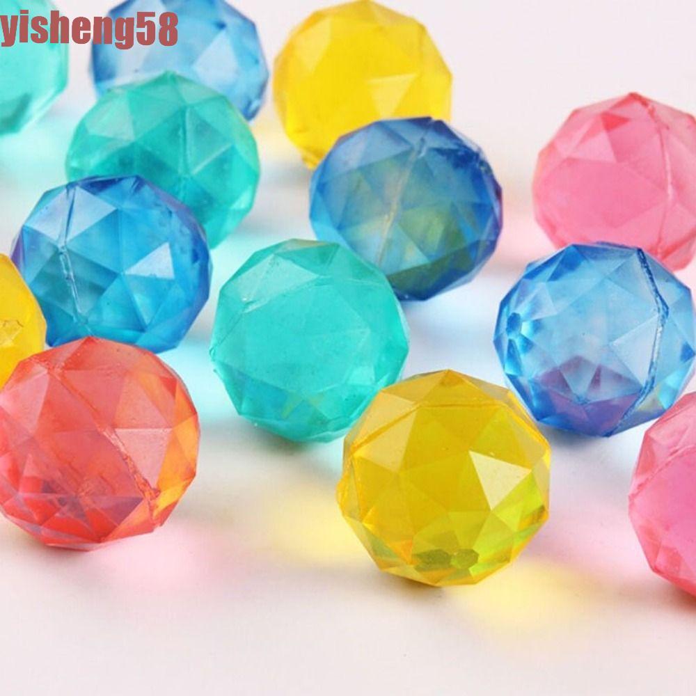 FABLE 6 ชิ้น Diamond Bouncy Ball, Bouncy ของเล่นสายรุ้งสียาง Bouncy Ball, ตลกขนาดใหญ่ใสสุ่มของเล่นเด