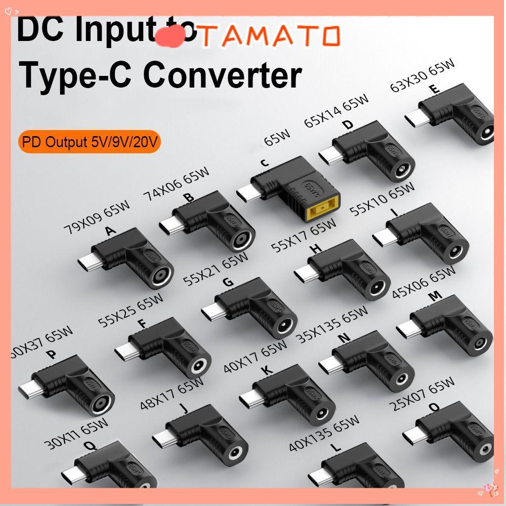 TAMATO DC to Type C Converter 5v 9v 12v USB C Connector ปลั๊กสี่เหลี่ยม PD 65W สําหรับ //