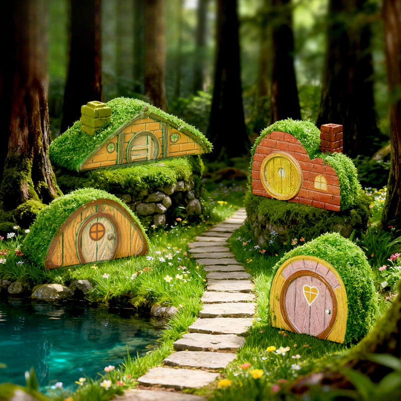 น่ารักการ์ตูนมอสบ้านกระท่อมขนาดเล็ก สวนขวด นางฟ้า สวนสก์ท็อปตกแต่งบ้านเครื่องประดับอุปกรณ์เสริม