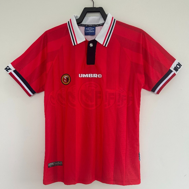 เสื้อฟุตบอลแขนสั้น NW สไตล์เรโทรสีแดง ขนาด S-XXL ปี 1998-99