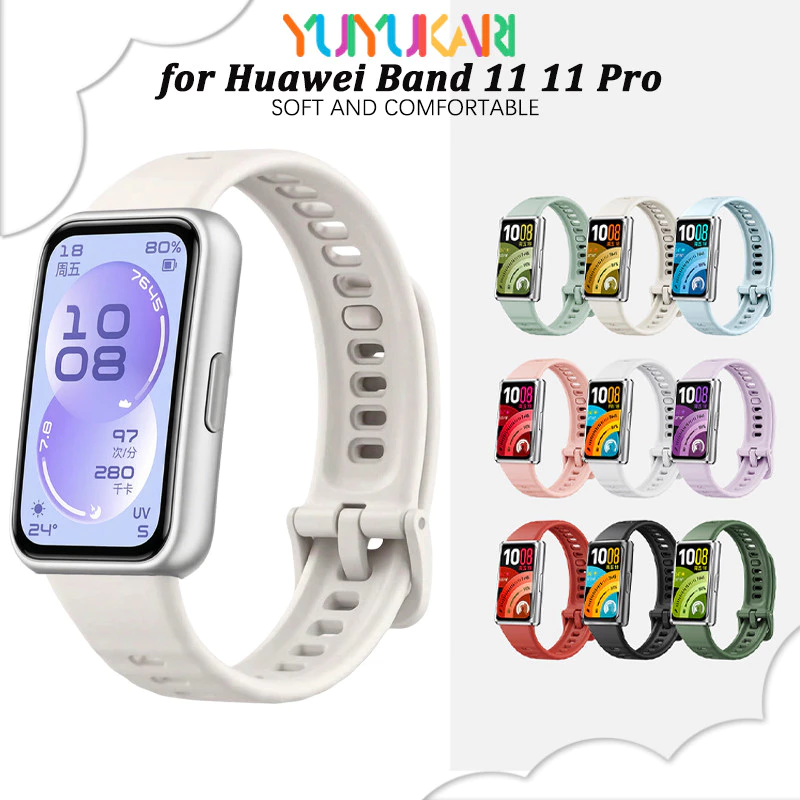 สายยางอ่อนกีฬาสำหรับ for Smartwatch Huawei Band 11 / 11 Pro ปรับได้สายรัดข้อมือซิลิโคนสำหรับ for Huawei Band 11