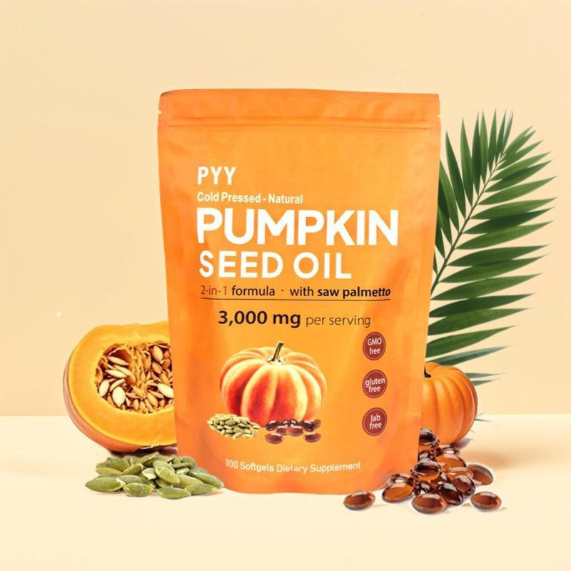 PYY Natural Pumpkin Seed Oil & Saw Palmetto Softgels 3000mg High Content Plant Esters 300 Capsules S