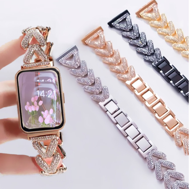 Diamond Wheat Watchband For สาย Samsung Galaxy Fit 3 Strap Replacement Galaxy Fit 3 สาย Watchband Fo