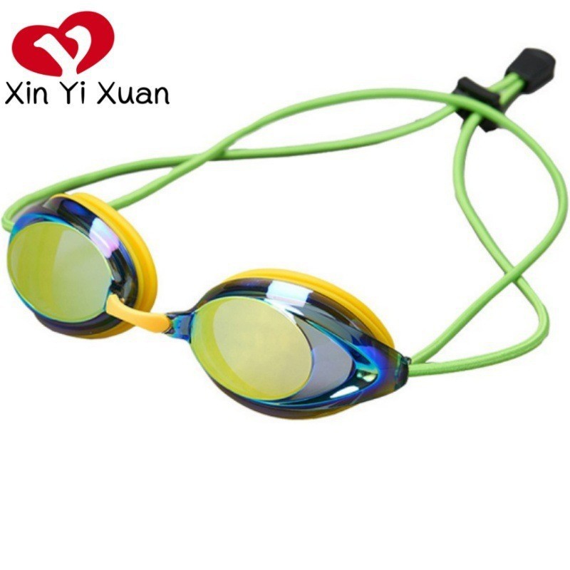 New racing swimming goggles with elastic strap, waterproof and anti-fog, electroplated adult swimmin