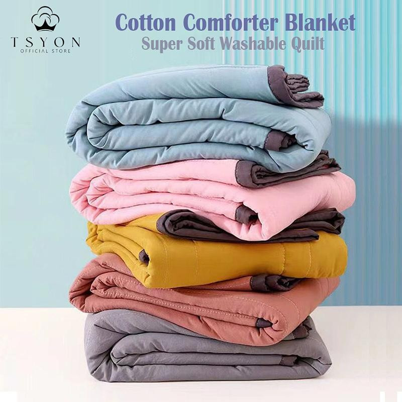 COTTON BLANKET SOFT COMFORTER BLANKET KING QUEEN ขนาดเดียว TOTO SELIMUT COTTON WASHABLE AIRCOND QUIL