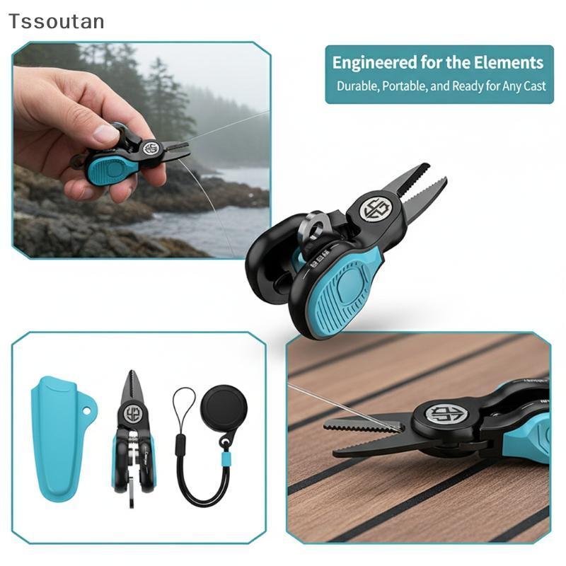 [TSST] กรรไกรล่อสแตนเลสแบบพกพาสําหรับสายตกปลาเครื่องตัด PE Sharp สําหรับกลางแจ้ง Angling Travel TAN