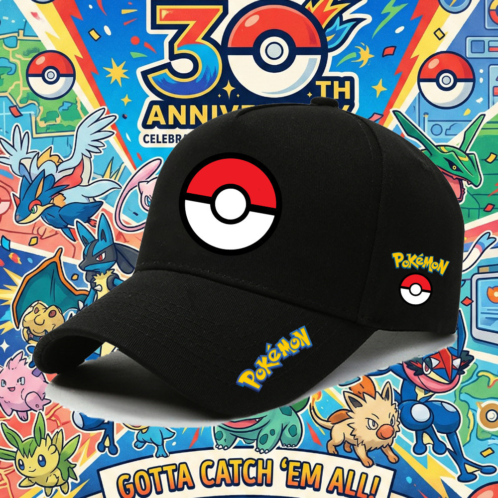 2026 Pokémon Cap Unisex Casual แฟชั่น Cool Vintage หมวก Pokémon 30th Anniversary ของที่ระลึกหมวกเบสบ