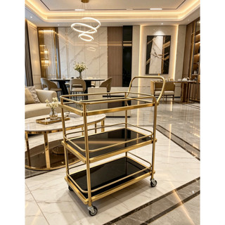 รถเข็นหรูหราสีทองรถเข็นรับประทานอาหารร้านเสริมสวยรถเข็นมือถื…