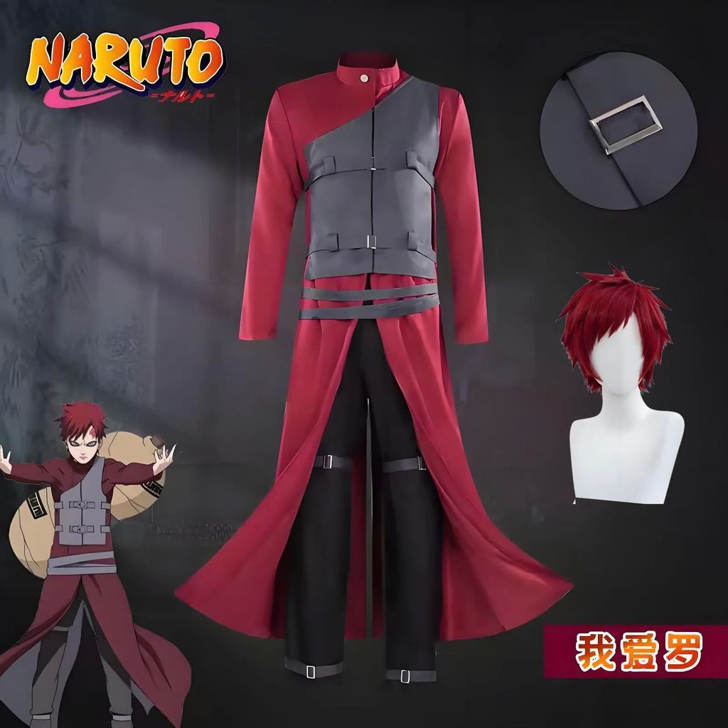 [Olmee Gaara คอสเพลย์เครื่องแต่งกายทรายน้ําตก Fifth Kazekage ผมสีแดง Shinobi Ninja Tattoo สติกเกอร์ช