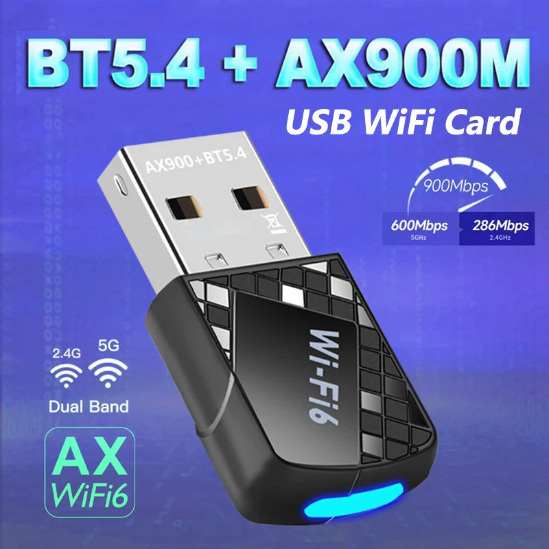WiFi 6 บลูทูธ 5.4 AX900 การ์ดเครือข่าย WiFi USB อะแดปเตอร์ไร้สาย 2in1 Dual Band 2.4G 5GHz Wi-Fi Lan 