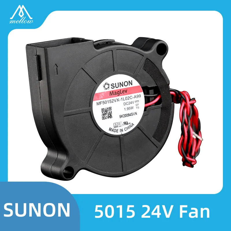 Mellow 3D อุปกรณ์เสริมเครื่องพิมพ์ Sunon 5015 24V Blower พัดลมแบริ่งคู่พัดลมแรงเหวี่ยง DC Cooling Tu