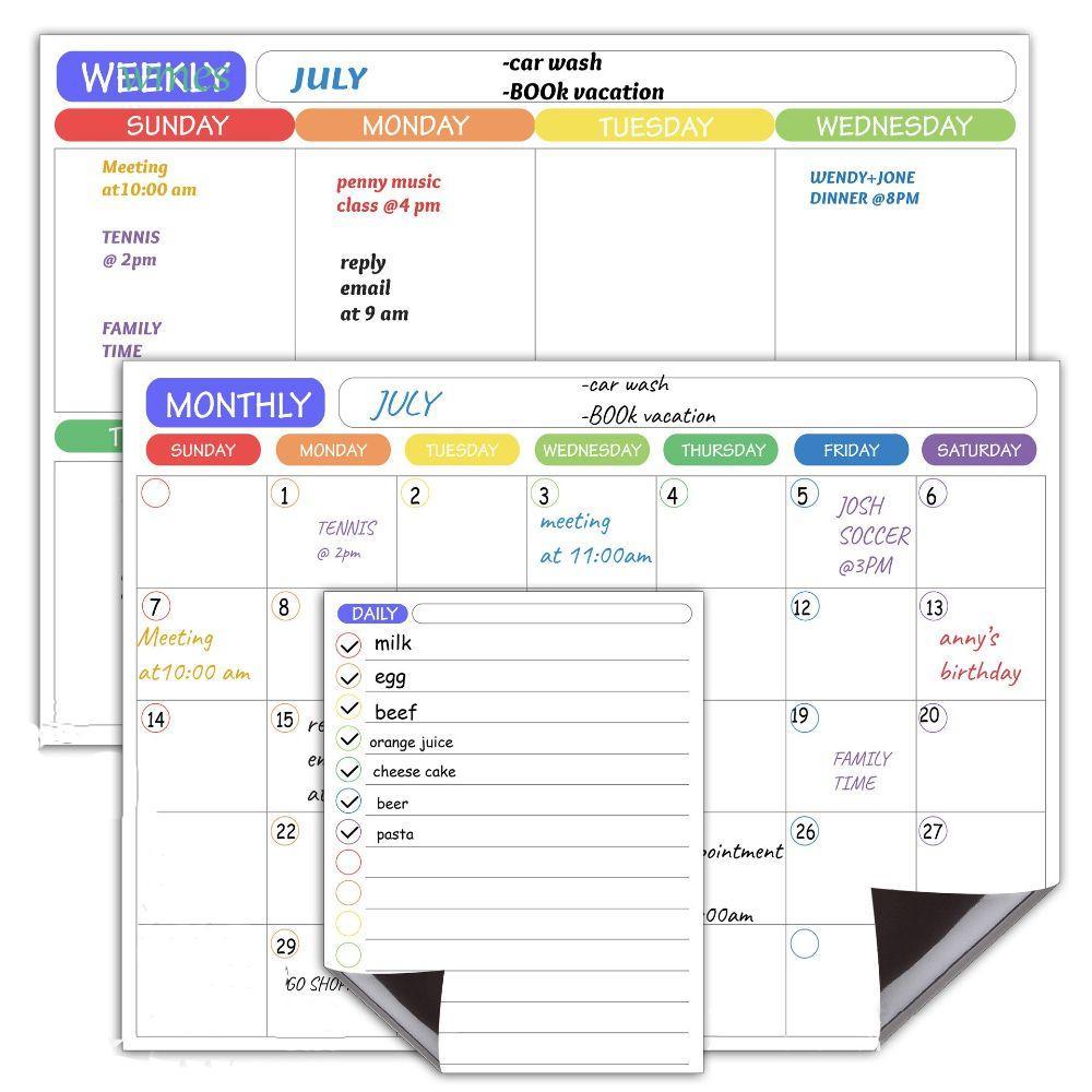 WMES1ZA สติกเกอร์ตู้เย็น Work Plan นุ่มยืดหยุ่น A3 ไวท์บอร์ด To Do List Month Planner