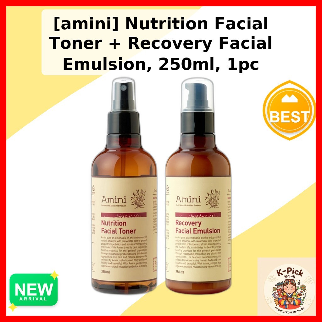 [amini] Nutrition Facial Toner + Recovery Facial Emulsion, 250ml, 1pc / Korean Toner Set / Facial Em