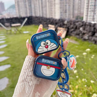 กรอบรูปสีฟ้าและสีส้ม เคสใสกันกระแทกสําหรับ AirPods Pro 3/4 พร้อมจี้ห้อย สไตล์ใหม่ รองรับ AirPods Pro 2 Gen 4ANC