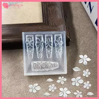 RENBG 3D กลีบซิลิโคนแม่พิมพ์เล็บแม่แบบนํามาใช้ใหม่ดอกไม้ออกแบบ DIY อุปกรณ์เสริมสําหรับร้านทําเล็บเล็บ TH