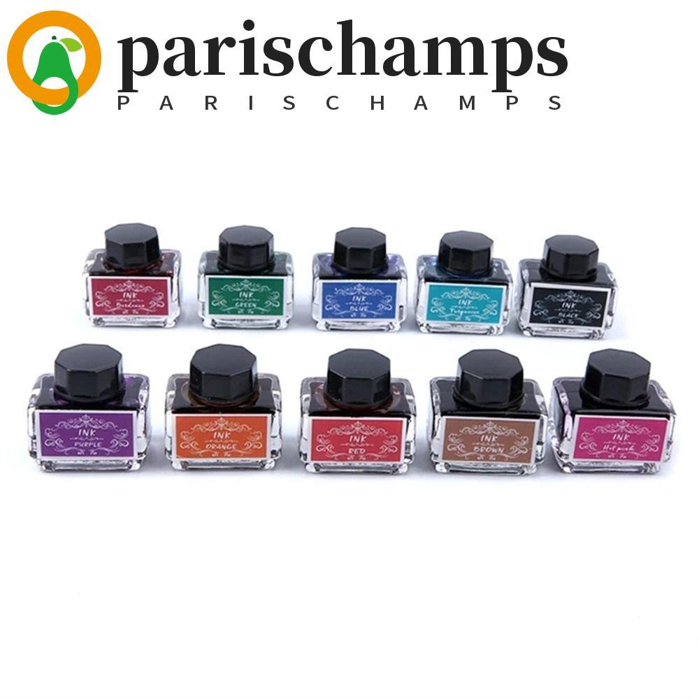 PARISCHAMPS หมึกหลากสี 15 มล. 10 สี เขียนเรียบ อุปกรณ์สํานักงาน เติมปากกาหมึกซึม หมึกจุ่ม