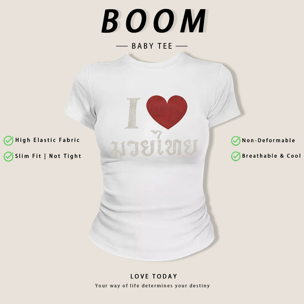 เสื้อยืดผู้หญิง Baby Tee ลาย I มวยไทย ทรงกระชับ รูปที่ 2