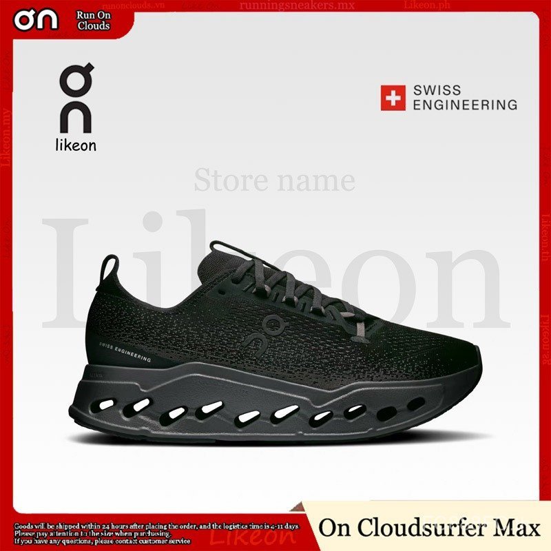 On Cloudsurfer Max รองเท้าวิ่งกันลื่นดูดซับแรงกระแทกระบายอากาศสีดํา