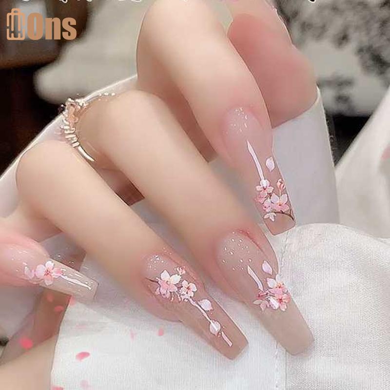 Ons 5D Soft Relief Sakura Nail Stiers Self-กาวดอกไม้เล็บDecalsที่