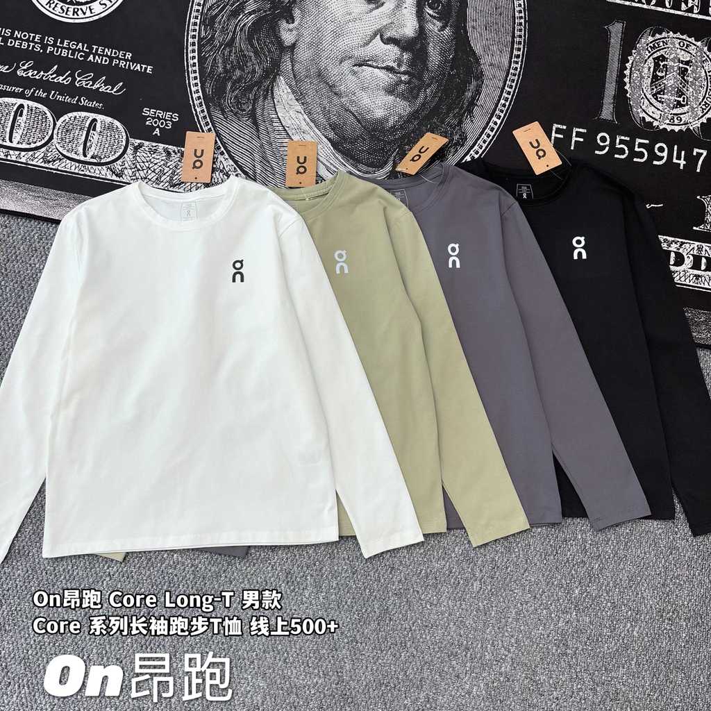 On Running เสื้อยืดวิ่งแขนยาว Core Long-T สำหรับผู้ชายและผู้หญิง ทำจากผ้าฝ้าย 100%