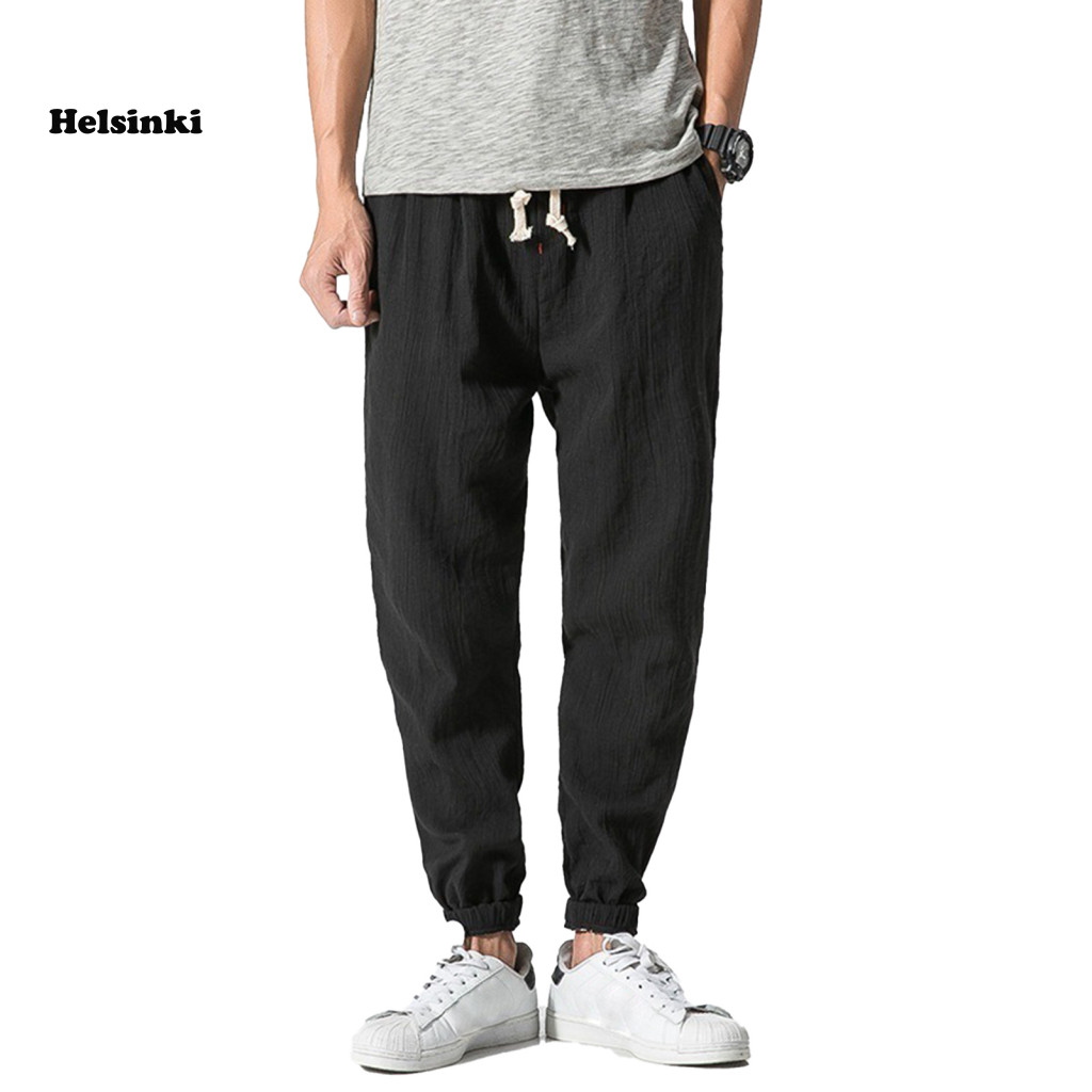 HLS ผู้ชายกางเกงกระเป๋า Streetwear สีทึบกระเป๋ากางเกง