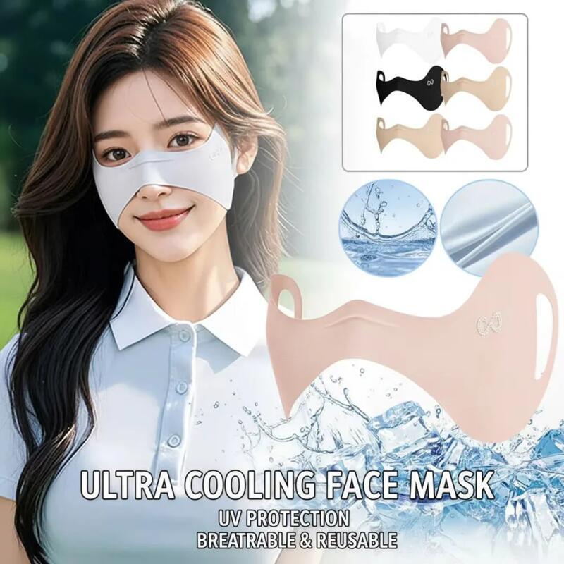 หน้ากากใบหน้าผ้าไหมน้ำแข็ง สำหรับวิ่งและกอล์ฟ กันแดดและป้องกัน UV ระบายอากาศดี