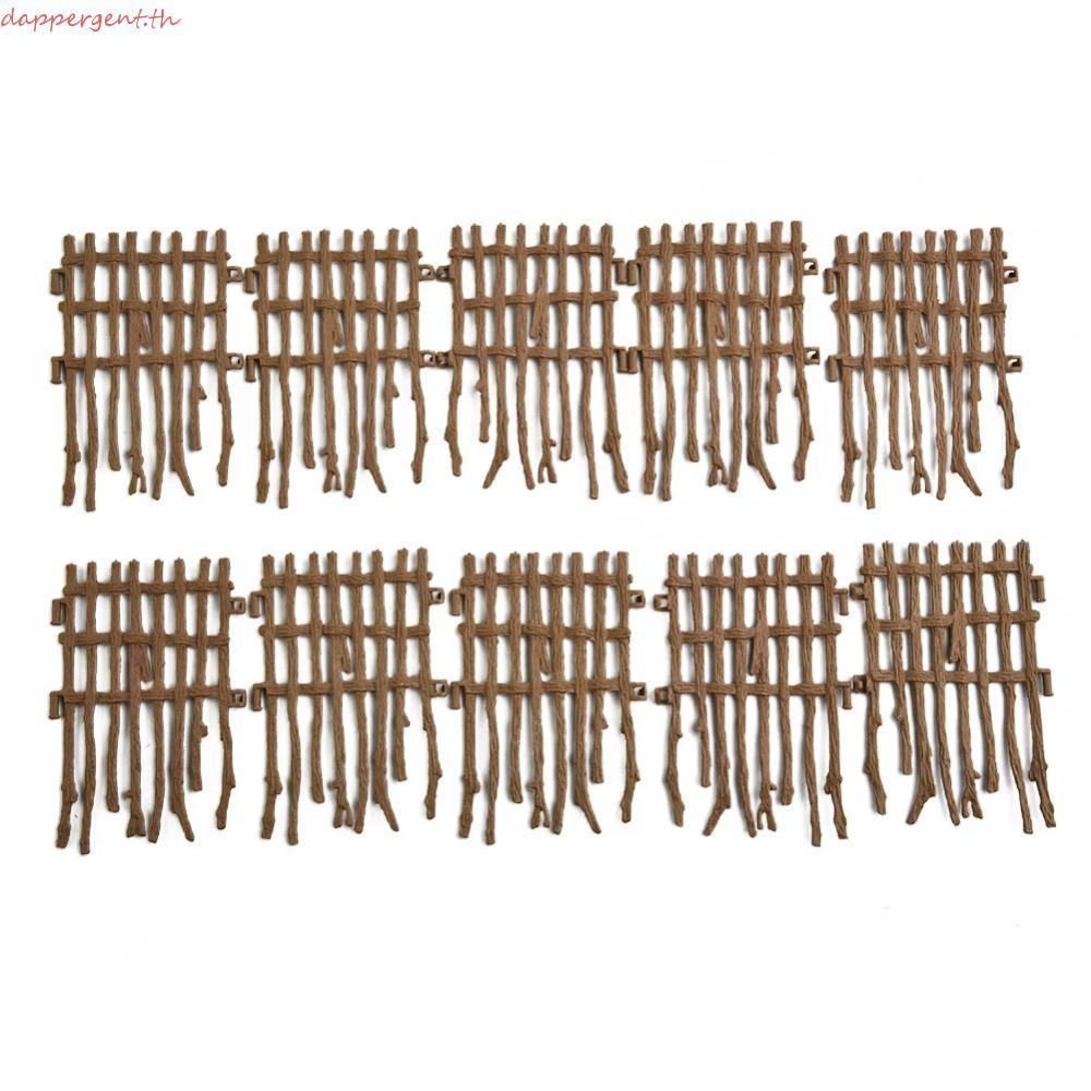 DAPPERGENT จําลองฟาร์ม Ranch DIY รั้ว, อุปกรณ์รั้วฟาร์ม DIY จําลองรั้ว Ranch, รั้วตุ๊กตาสวนสัตว์พลาส