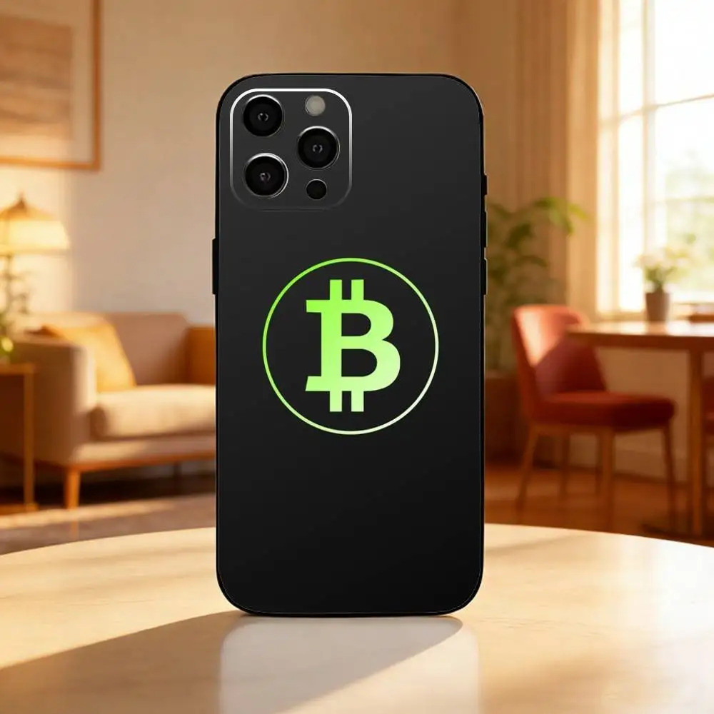 TP-2 Bitcoin เคสโทรศัพท์สําหรับ iPhone17,16,15,14,13,12 Plus,Max Soft Silicone Black Cover