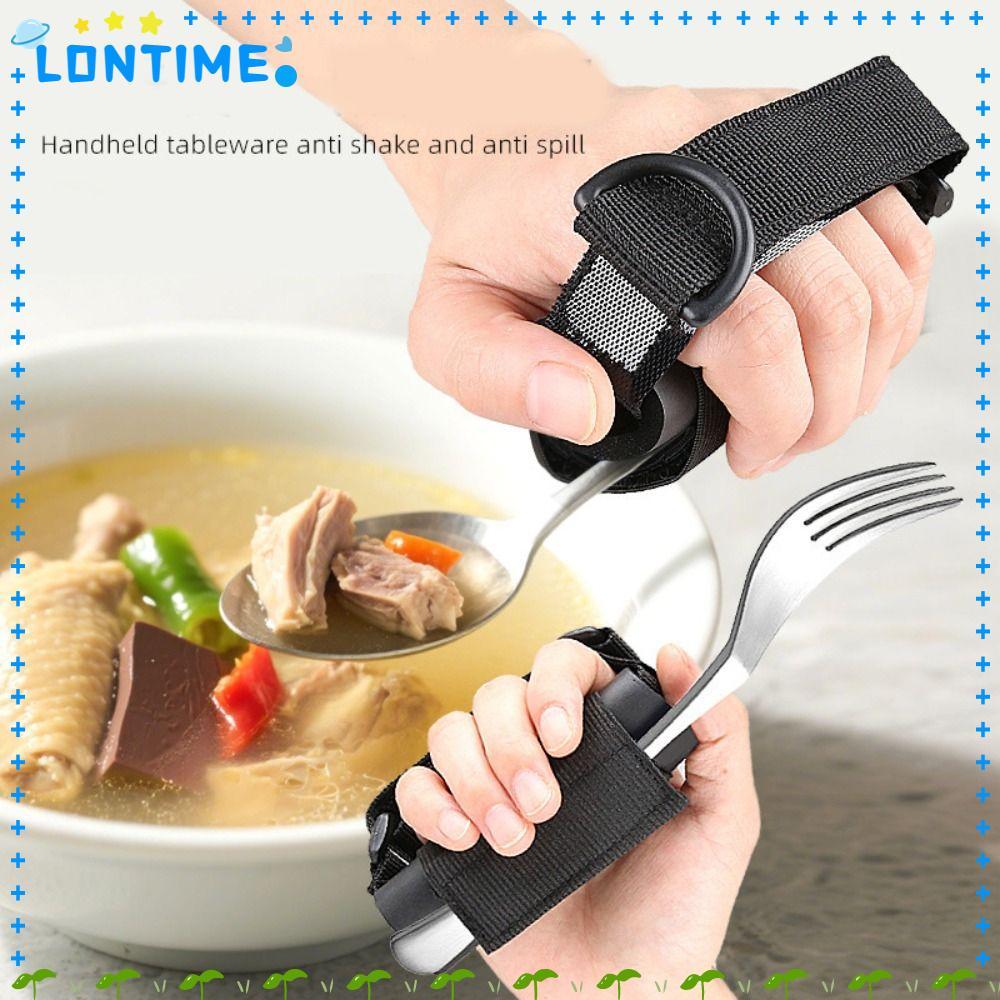 LONTIME กิน Assistance Cuff, Hypoallergenic Washable Utensil Holder Strap, Elastic Self-Care Aid Ute