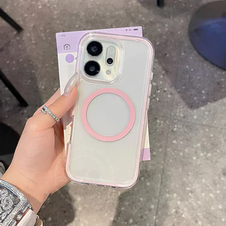 เคส OPPO Reno 13 14 16 16F 14F 15 15F 5G เคส OPPO Reno 16 13 14 15 Pro Max 5G เคสใสแม่เหล็กกันกระแทก เคสเจลเกราะ 2 in 1 เคสใสหนากันตก