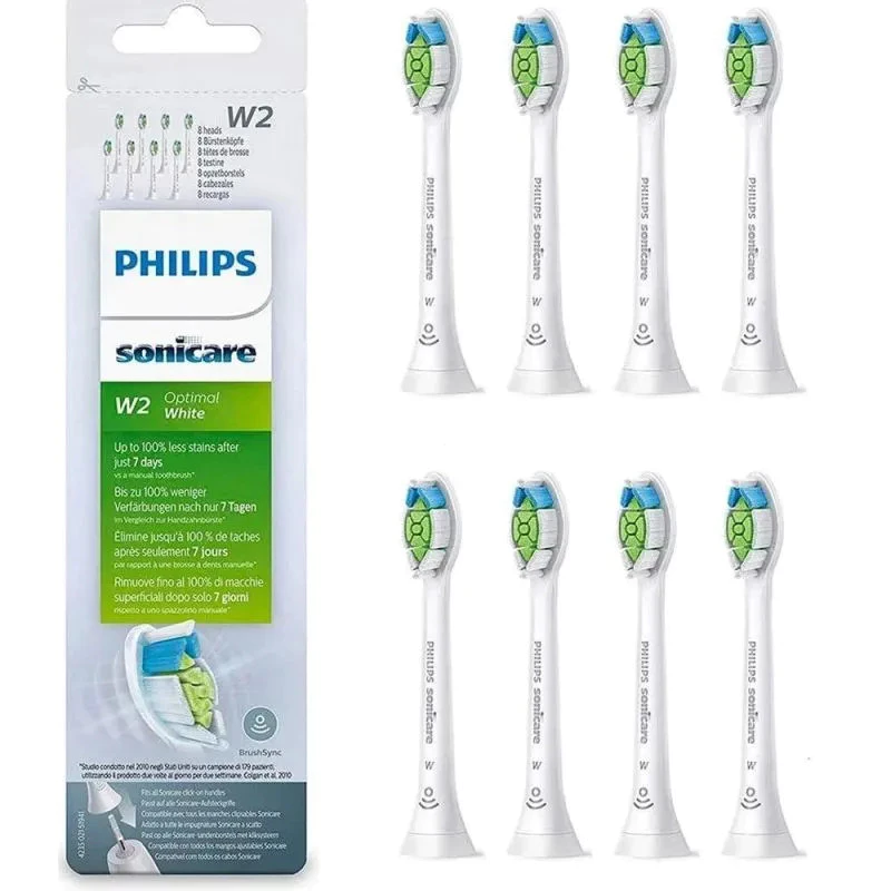 หัวแปรงสีฟันสําหรับ Sonicare W2 Optimal HX6068/10 สีขาว 8 ชิ้น