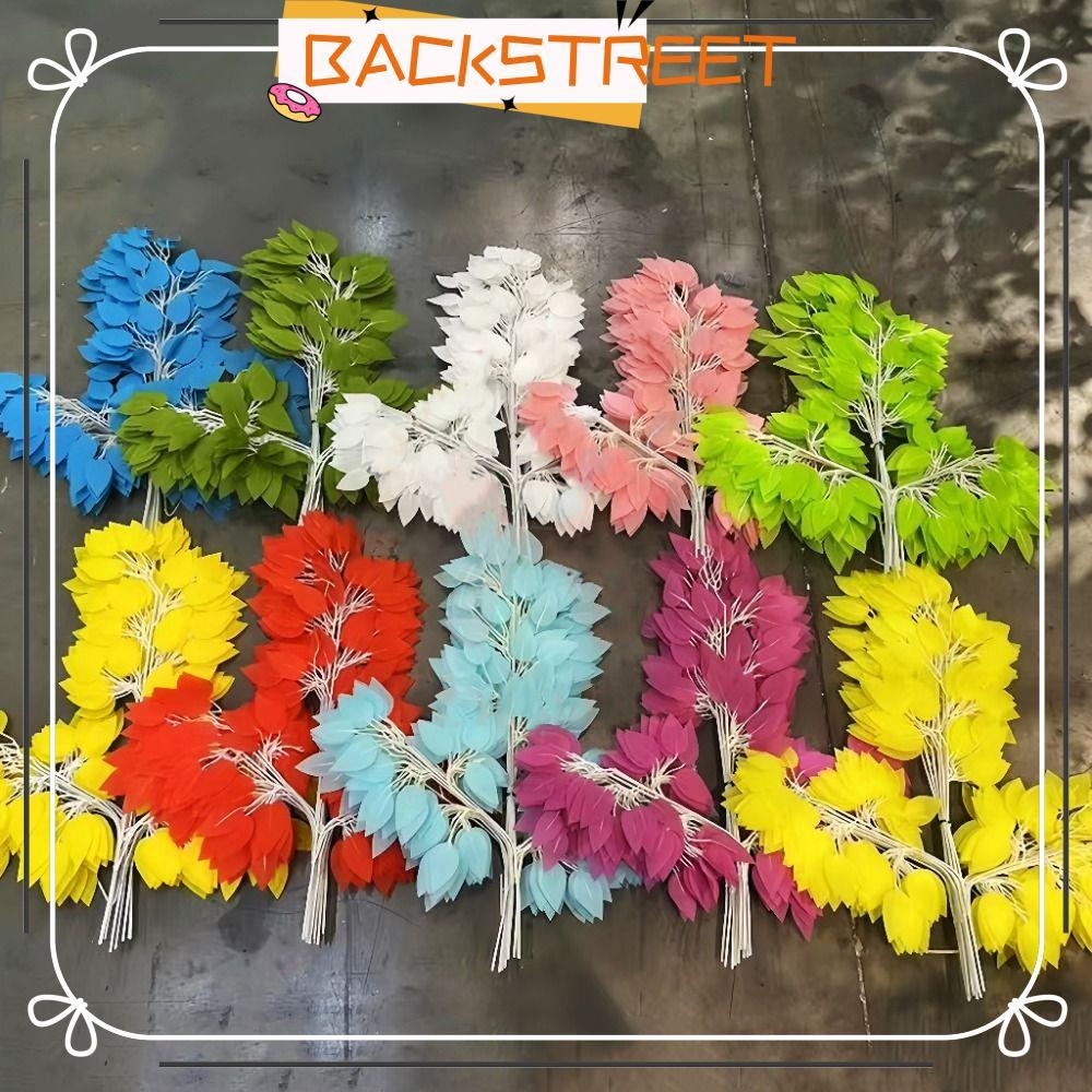 BACKSTAGE 12PCS ประดิษฐ์ Banyan Leaves, Silk Leaves Multicolor จําลอง Ficus สาขา, Creative สมจริงปลอ