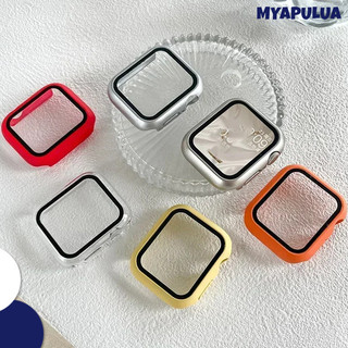 ปกกระจกนิรภัย for Apple Watch IWatch Ultra 3 2 SE 3 Series 11 10 9 8 7 6 5 49 46 45 44 42มม PC Matte ด้วยฟิล์ม Pelindung