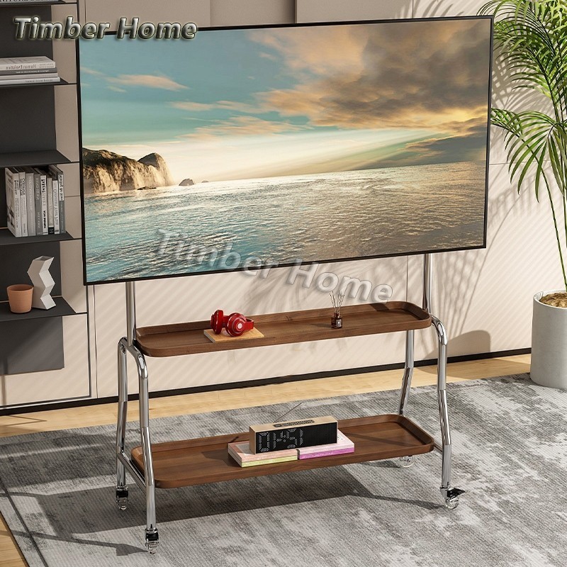 Timber home rak TV Mobile TV stand with 360° Wheel 32-75 Inch TV rack adjustable tv bracket 电视架