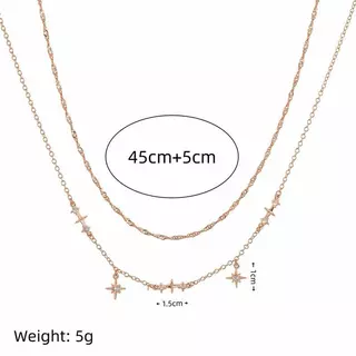 Jinjoo สร้อยคอ+สร้อยข้อมือ รุ่น Starfall Layer สแตนเลส ไม่ลอกไม่ดำ ใส่อาบน้ำได้ หลากหลายสี Rose gold Silver Gold
