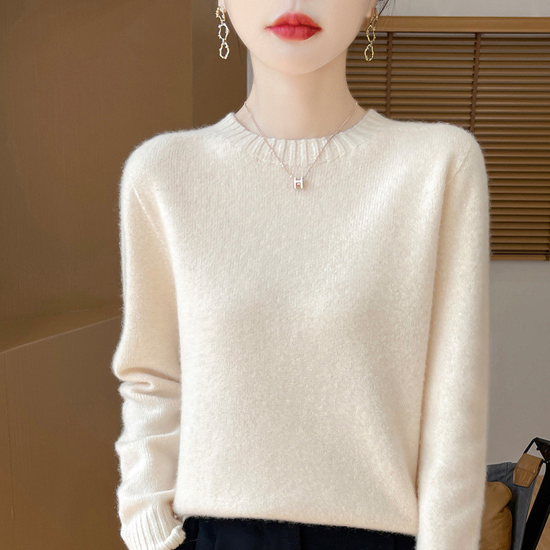 เสื้อกันหนาวสไตล์ใหม่ Seven-Ned เสื้อกันหนาวหนา สำหรับผู้หญิง ดีไซน์รอบคอดูเก๋ พร้อมแขนยาวและดีไซน์ท