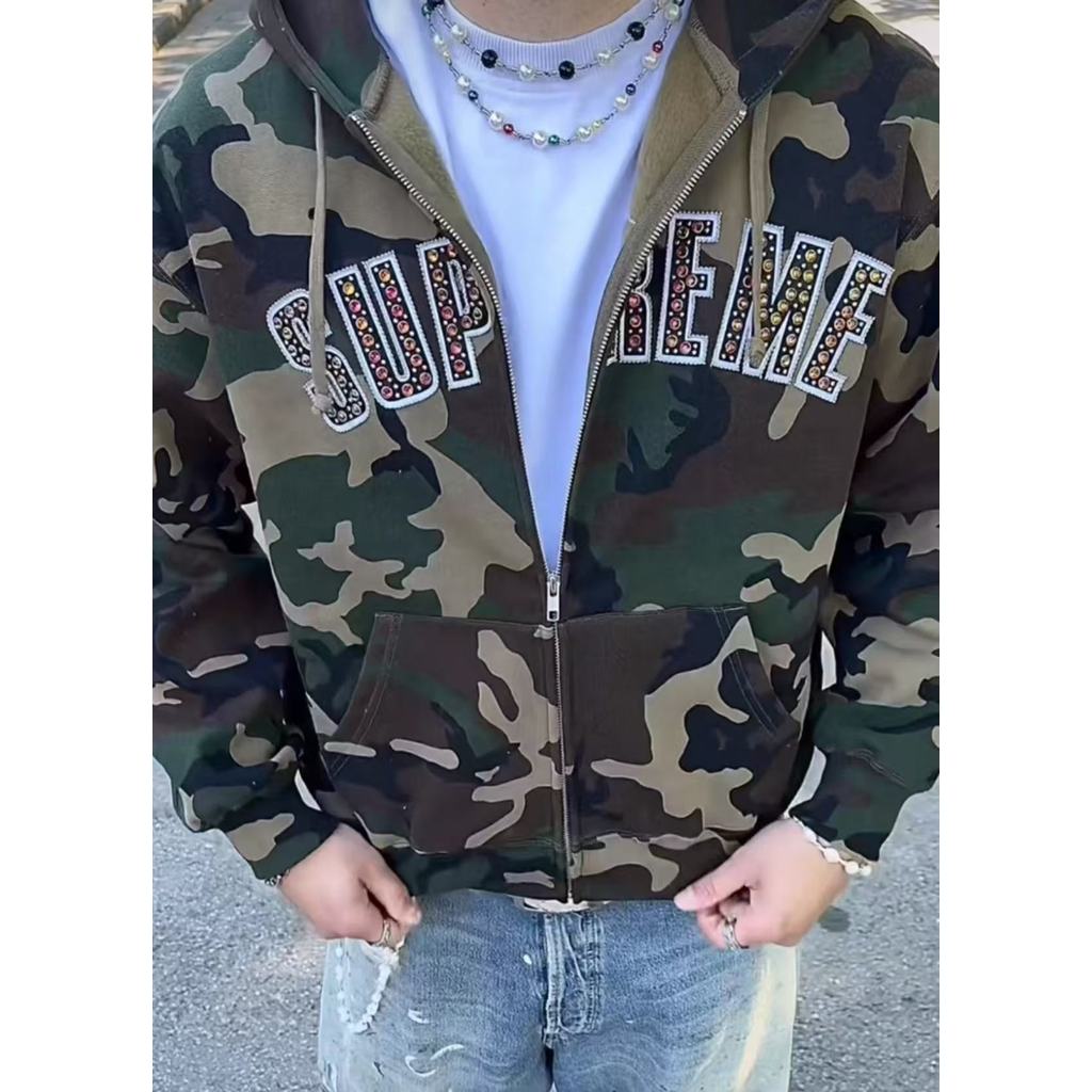 บีบี SIMON 联名款 SS25 WEEK10 เสื้อสเวตเตอร์มีฮู้ด Zip Up