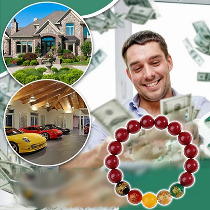 🌟จัดส่งรวดเร็ว🌟สร้อยข้อมือเทพเจ้าแห่งความมั่งคั่งห้าทิศ ชาดโชคดี เสริมความร่ำรวย/สร้อยข้อมือโชคลาภ Cinnabar สร้อยข้อมือสำหรับผู้ชายและผู้หญิง (8มม-10มม) - รูปที่ 4