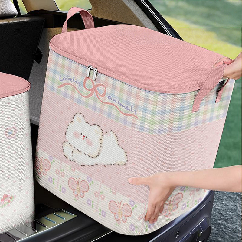 ถุงเก็บผ้านวมเสื้อผ้าความจุขนาดใหญ่มือถือตะกร้าเก็บการ์ตูนถุงเก็บพับได้