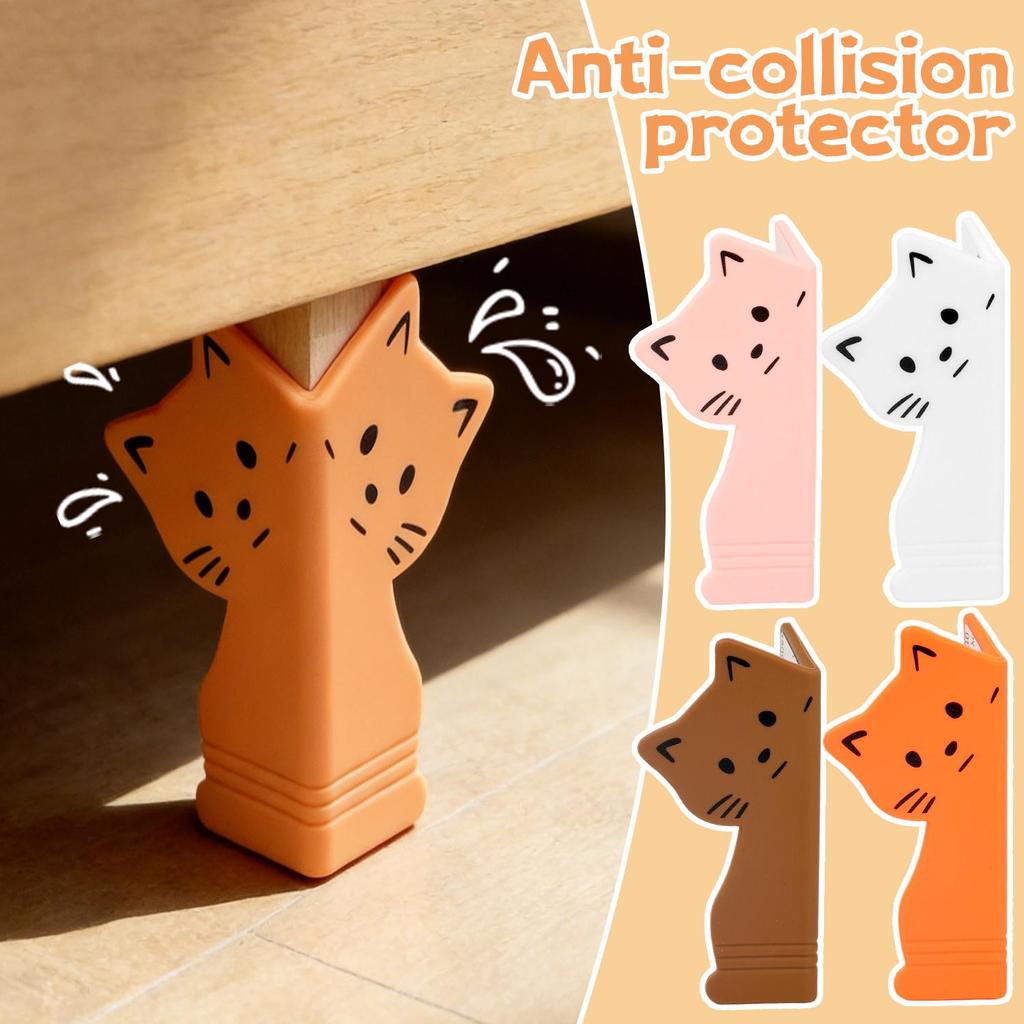 1/2/4ชิ้น-แมวรูปป้องกันการชนกันป้องกัน-วัสดุซิลิโคนอ่อนนุ่มพร้อมห่อสองด้าน,ยามมุมดูดซับแรงกระแทกสําหรับความปลอดภัยที่บ้าน,ตัวเลือก4สี