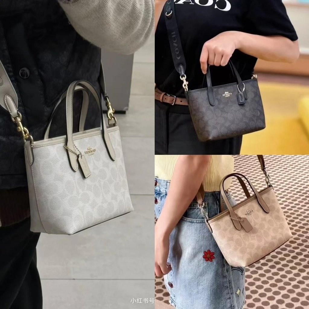 Coach Ready Stock Coach Female Bag city17 Tote Bag Shopping Bag New Style Mini Small Tote Bag Messen