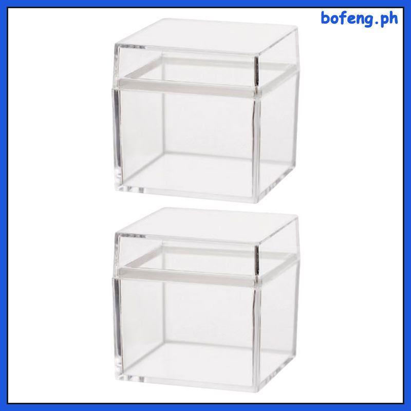 2 ชิ้นกล่องขนมโปร่งใสพร้อมฝาปิด Flipped Ps Clear Storage Organizer สําหรับตกแต่งบ้าน bofeng