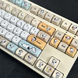 MAIMOOO Snoopy Keycap MOA Profile 130 คีย์ PBT Dye Sublimation Aula F75 F99 RK100 Mechanical Keycaps รอบการ์ตูน น่ารักถั่ว Keycap